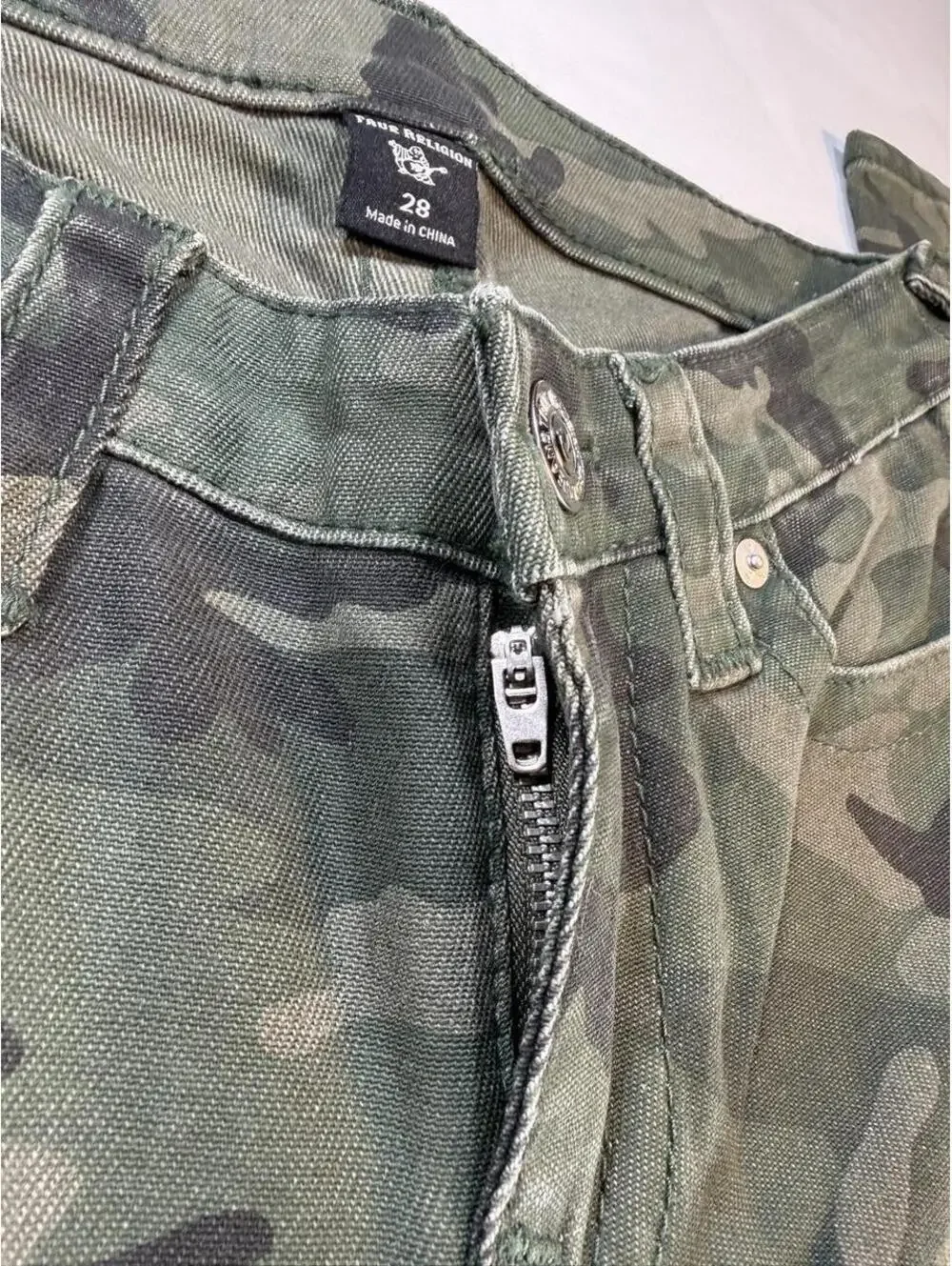 Vintage True Religion Camo Hallie Mid Rise Super Skinny Jeans